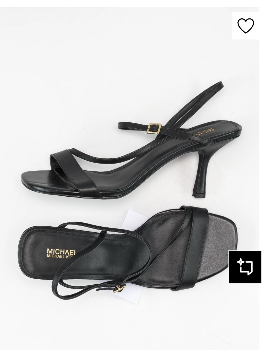 Michael Kors Black Leather Strappy kitten Slingback Heels minimalist